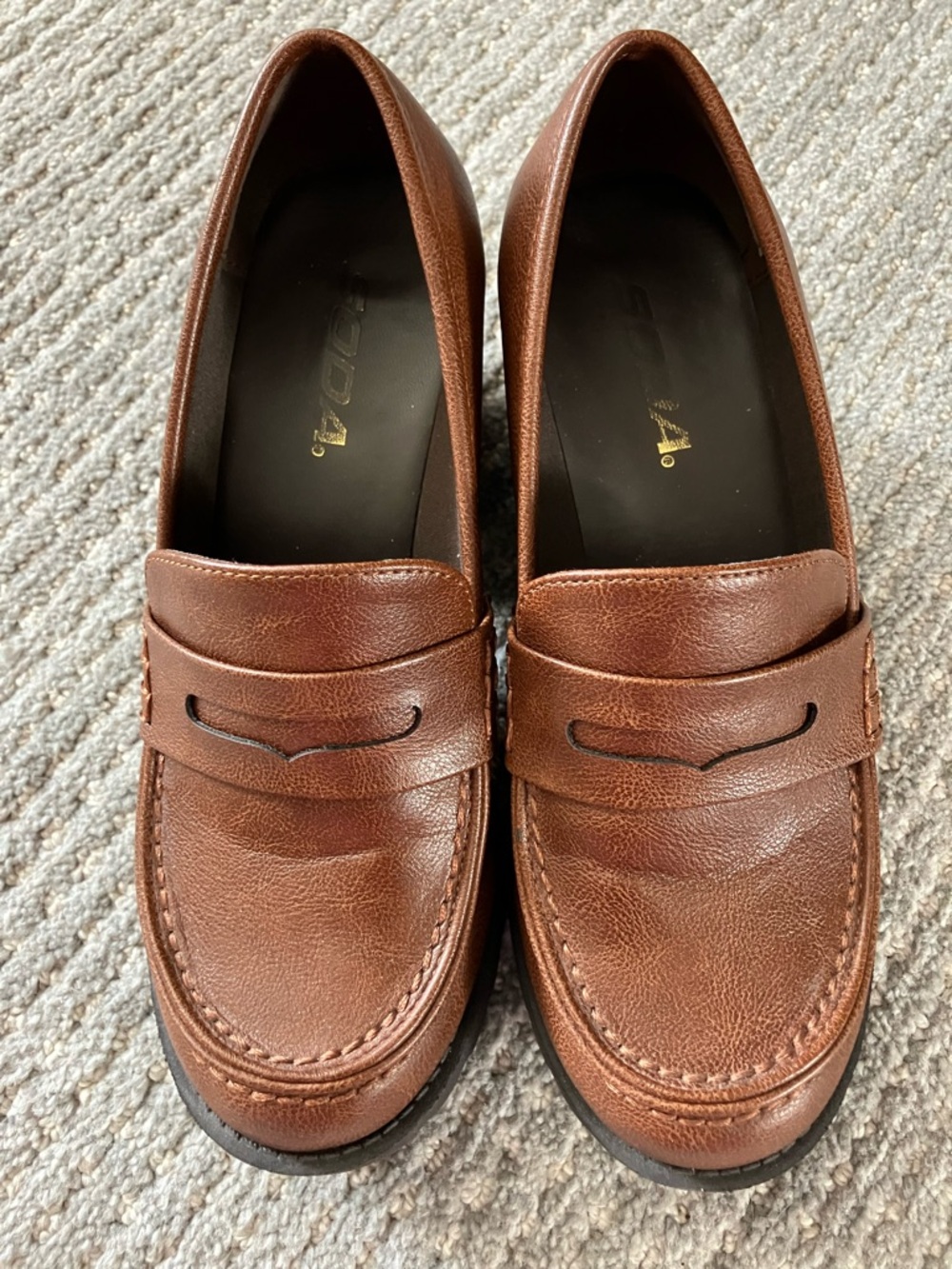 SODA Classic Brown Leather Penny Loafers